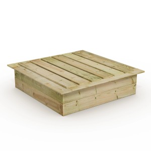 Quadratischer Wickey Sandkasten King Kong 120x120 cm mit Holzdeckel.