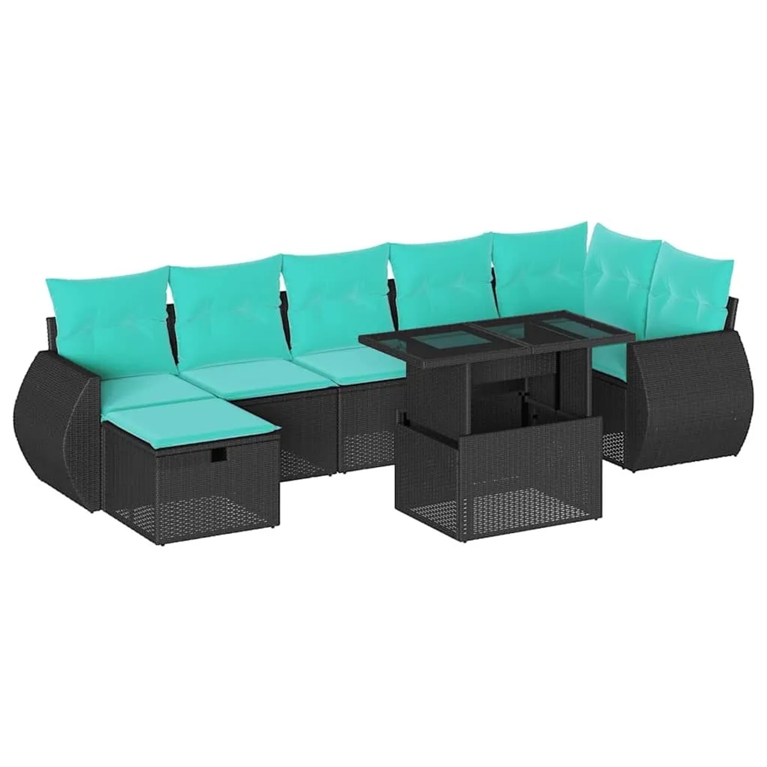 vidaXL 8-Tlg Gartensofa-Set mit Kissen Schwarz Polyrattan 3275147 günstig online kaufen