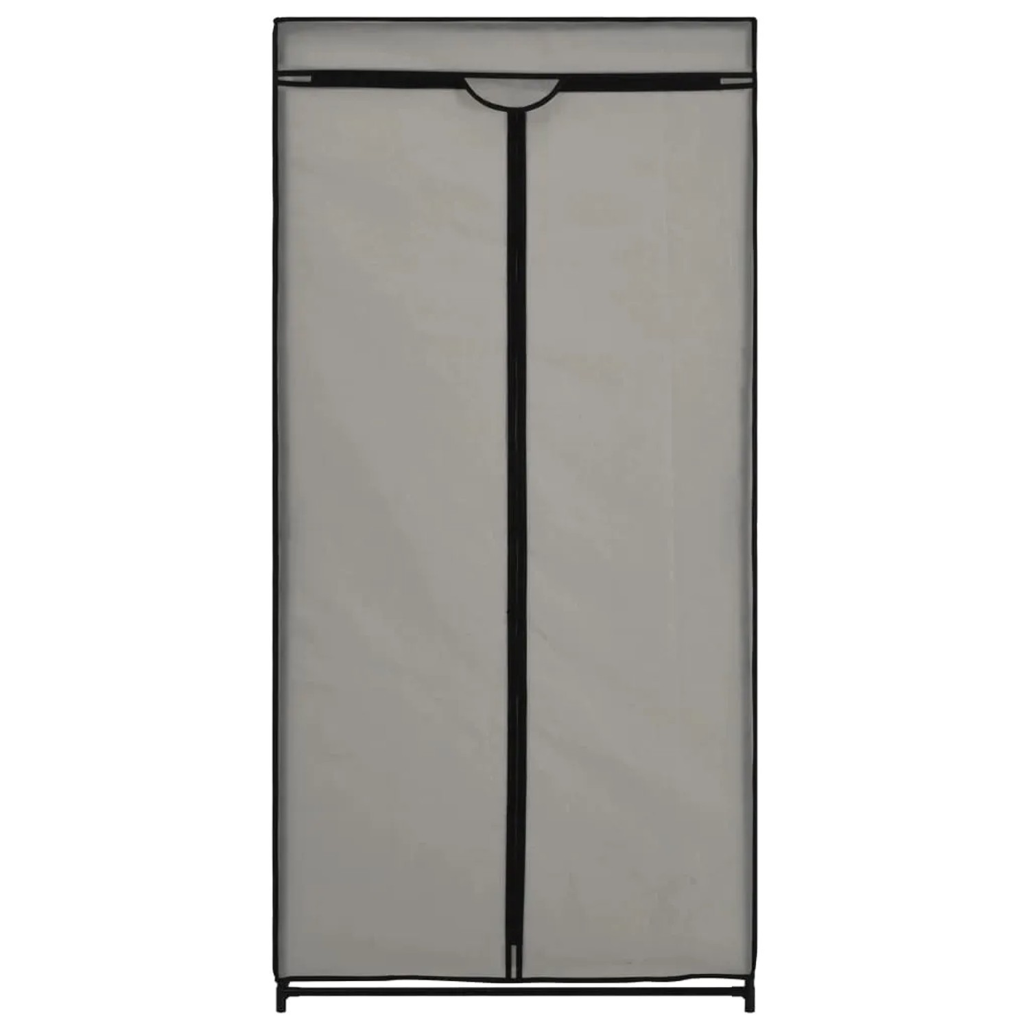 Grauer vidaXL Kleiderschrank (75x50x160 cm) mit Stoffbezug und Reißverschluss.
