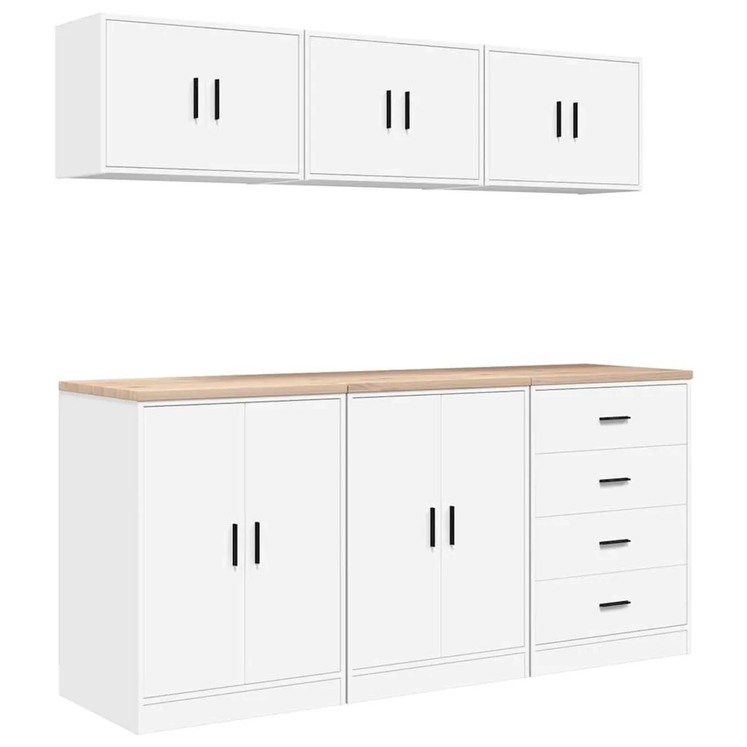 vidaXL Garagenschränke 6 Stk Weiß Holzwerkstoff 3328341