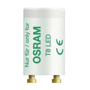 Osram LED Austauschstarter Substitube für T8 LED, weißes Gehäuse mit grüner Schrift.