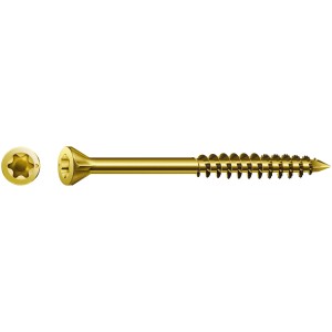 Goldene Spax Dielenschraube 3,5x45 mm mit T-Star plus Antrieb, geeignet für Holz.