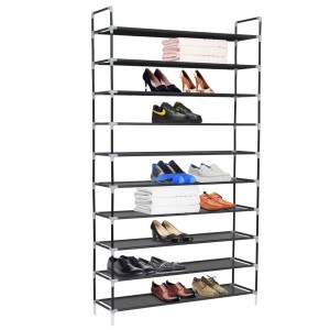 vidaXL Schuhregal mit 10 Ablagen Metall und Vliesstoff Schwarz 245630