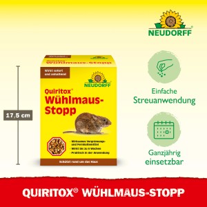 Neudorff Quiritox WühlmausStopp 200g: Granulat zur Wühlmausbekämpfung, einfache Anwendung, ganzjährig einsetzbar.