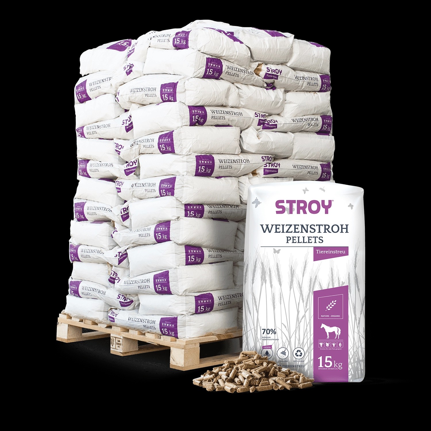 Stroy Strohpellets Einstreu 15kg x 65 Sack 975kg Palette