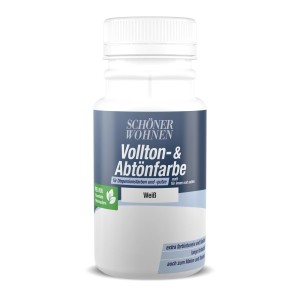 Schöner Wohnen Voll- und Abtönfarbe Weiß, 125ml Flasche für Innen- und Außenbereich.