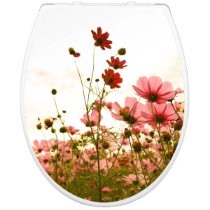 Banjado Familien WC-Sitz mit Blumenmotiv. Klodeckel mit integriertem Kindersitz und Absenkautomatik.