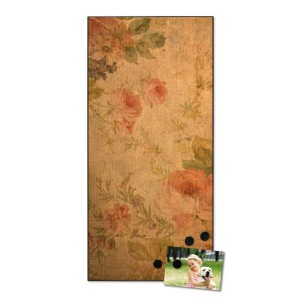 Banjado Magnettafel 37x78cm, schwarze Magnetwand mit Blumen Antik Motiv und 4 Magneten.
