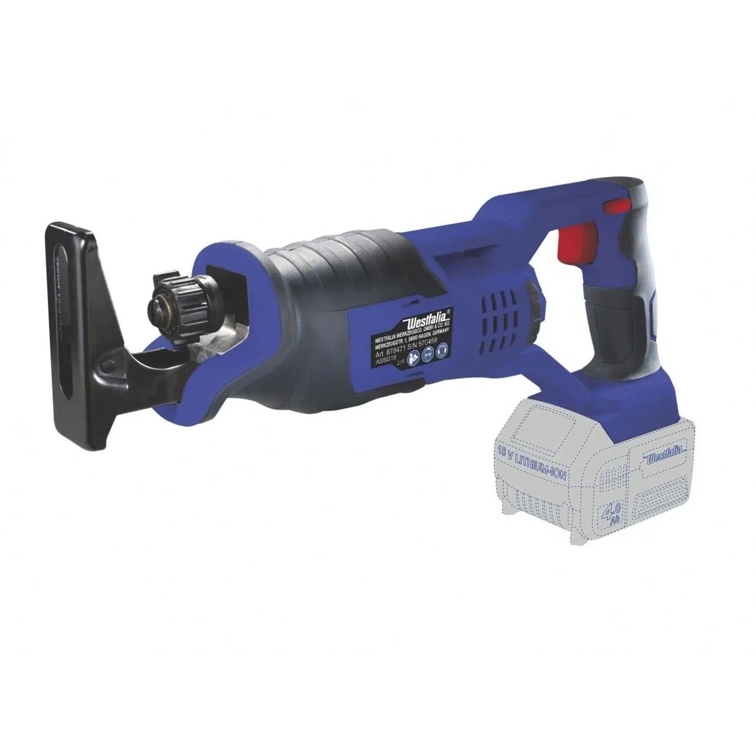Westfalia 18 V Akku-SÄBelsÄGe ASSG18 Blau Kunststoff ohne Akku und LadegerÄT