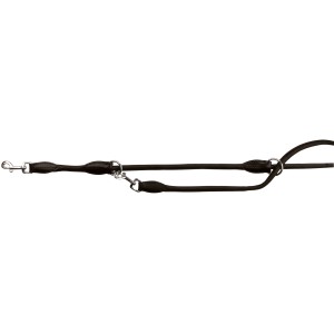 Dunkelbraune Trixie V-Halsband Active Hundeleine aus Leder, 2 m lang und 8 mm dick.