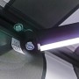 Detailaufnahme der anthrazitfarbenen Gelenkarmmarkise mit LED-Beleuchtung.