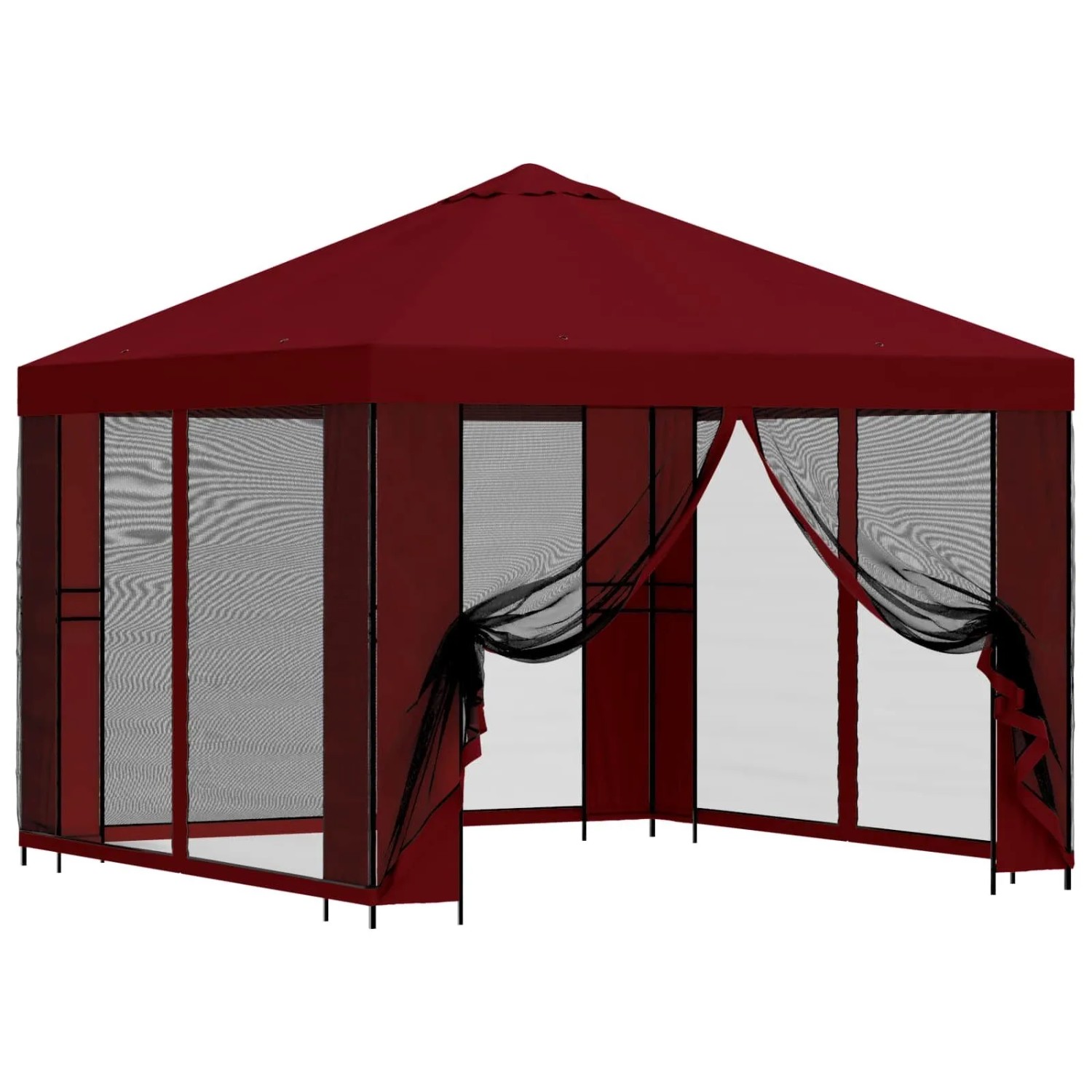 vidaXL Garten Pavillon mit Seitenwänden 3 x 3 m Bordeauxrot 900371