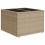 Beiger vidaXL Gartenmöbel-Fußhocker/Tisch aus Polyrattan mit Stauraum, Teil der 9-tlg. Sofagarnitur.