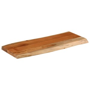 Rechteckige Tischplatte aus massivem Akazienholz mit Naturkante, 100x40cm. Ideal als Regalboden oder Möbelbauplatte.