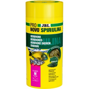 JBL Pronovo Spirulina Flakes M Fischfutter, 1000ml Dose mit Futterflocken für Aquarienfische.