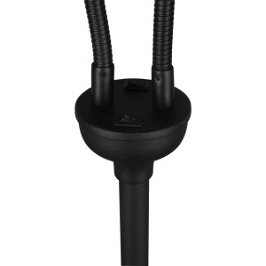 Detailaufnahme der schwarzen, matten Reality Stehleuchte Tommy mit zwei flexiblen Armen.