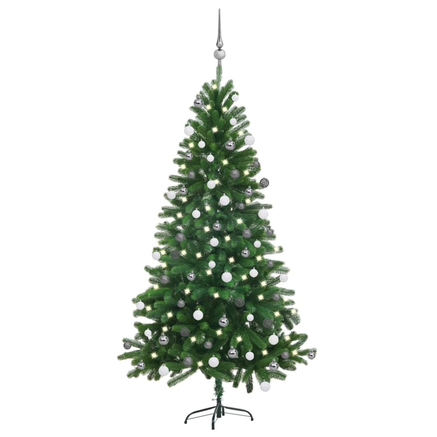vidaXL Künstlicher Weihnachtsbaum mit LEDs & Kugeln 150 cm Grün Modell 3
