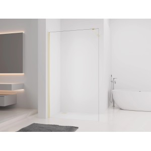 Begehbare baliv Duschwand DUK-120.170 Walk-In Gold, 120x200 cm, mit goldenem Rahmen.