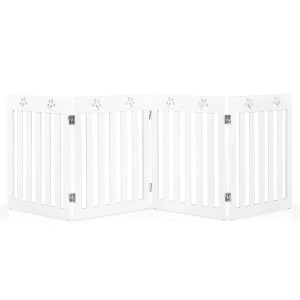 Costway Klappbar Treppengitter 60 cm Hoch 4 Paneele Weiß