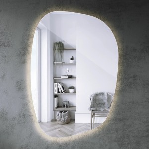 Tulup LED Spiegel LED Spiegel ohne Rahmen unregelmäßig 90,9x66cm Minimalistischer LED Spiegel LED Spiegel Standardgröße Warmweiß 3000K