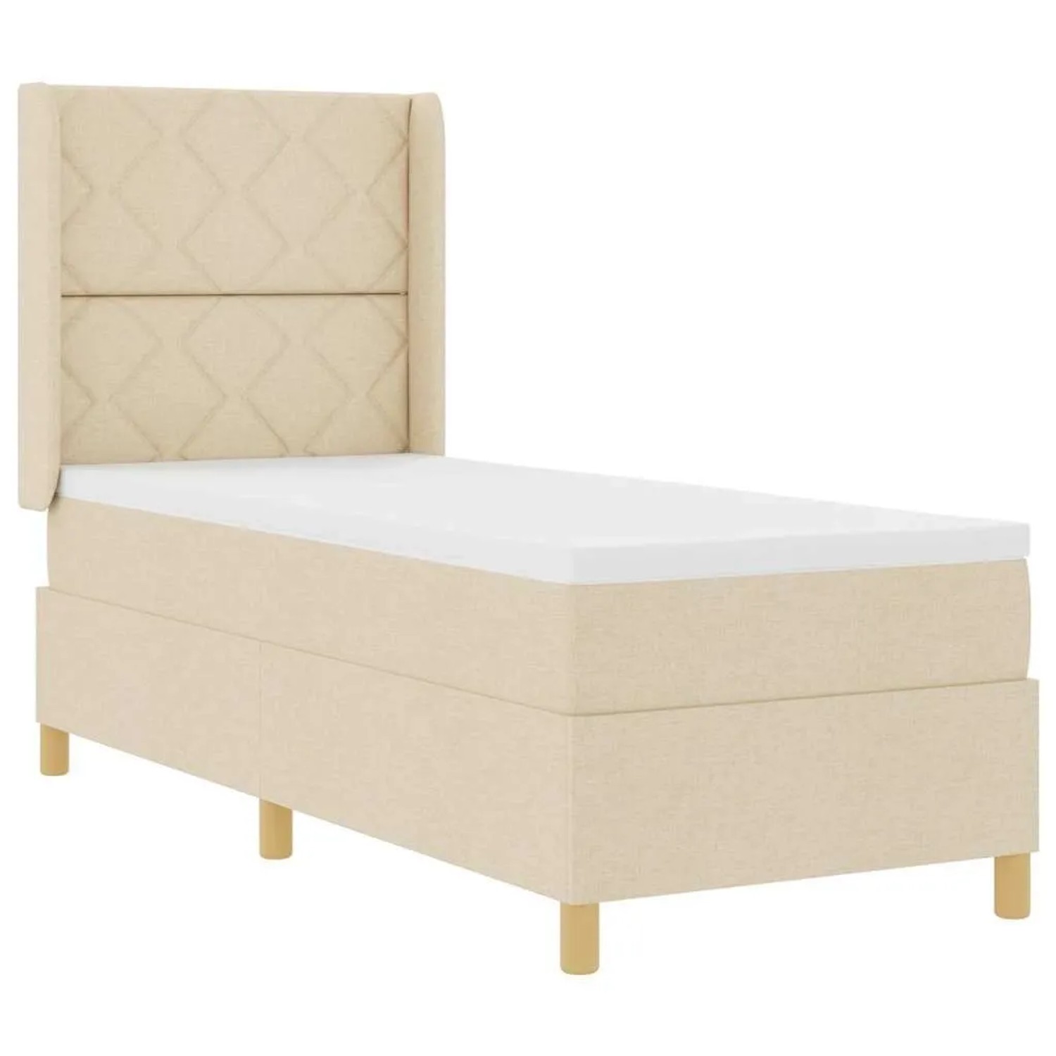 vidaXL Boxspringbett mit Matratze Creme 140 x 200 cm Stoff 3343726