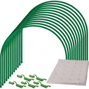 TTL GARDEN Pflanztunnel 65 x 60 cm 12er Set mit 36 Clips und PE Folie 10 x 2 m Gelocht Frühbeet Tunnel Gewächshaus Folientunnel