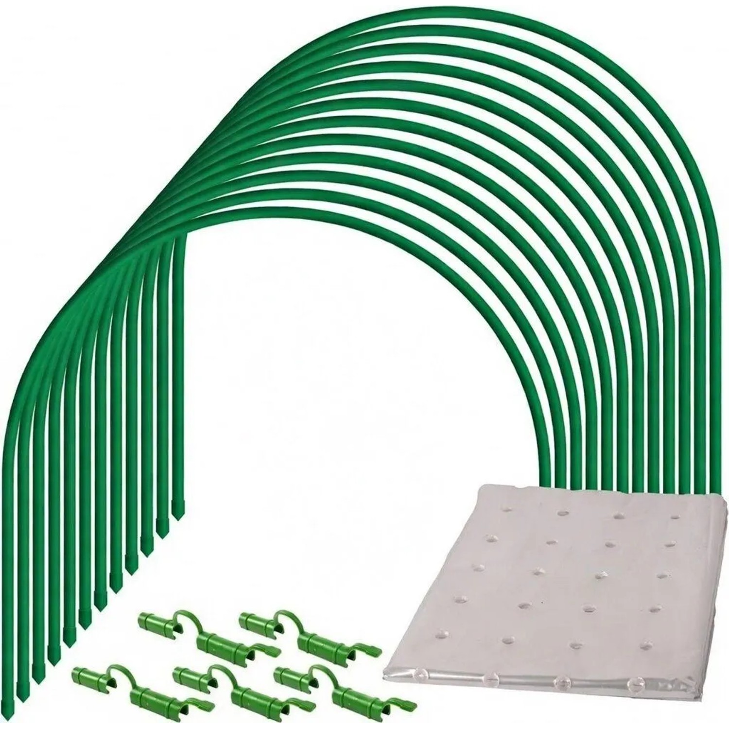 TTL GARDEN Pflanztunnel 65 x 60 cm 12er Set mit 36 Clips und PE Folie 10 x 2 m Gelocht Frühbeet Tunnel Gewächshaus Folie...