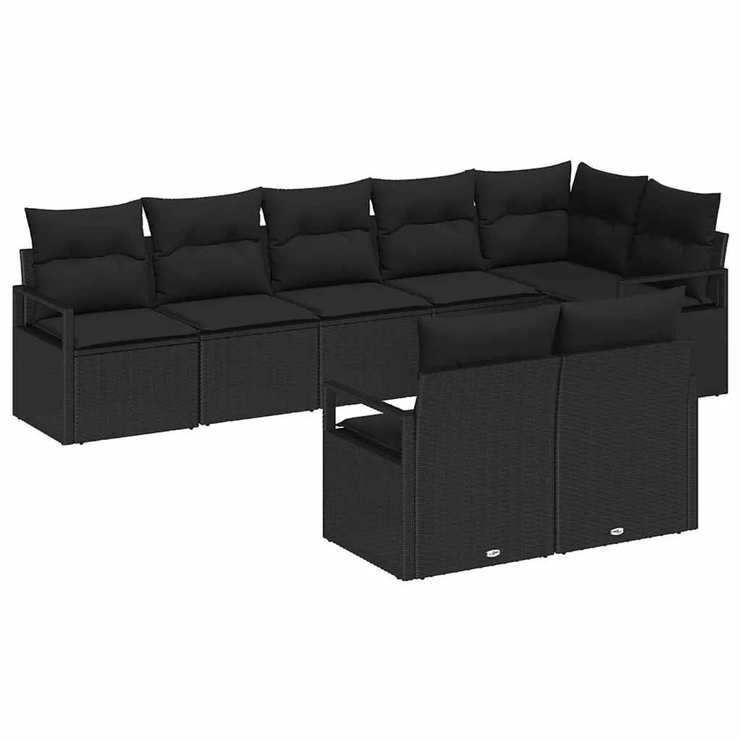 vidaXL Gartensofa-Set mit Kissen 8 Stk Schwarz Poly-Rattan 3355102