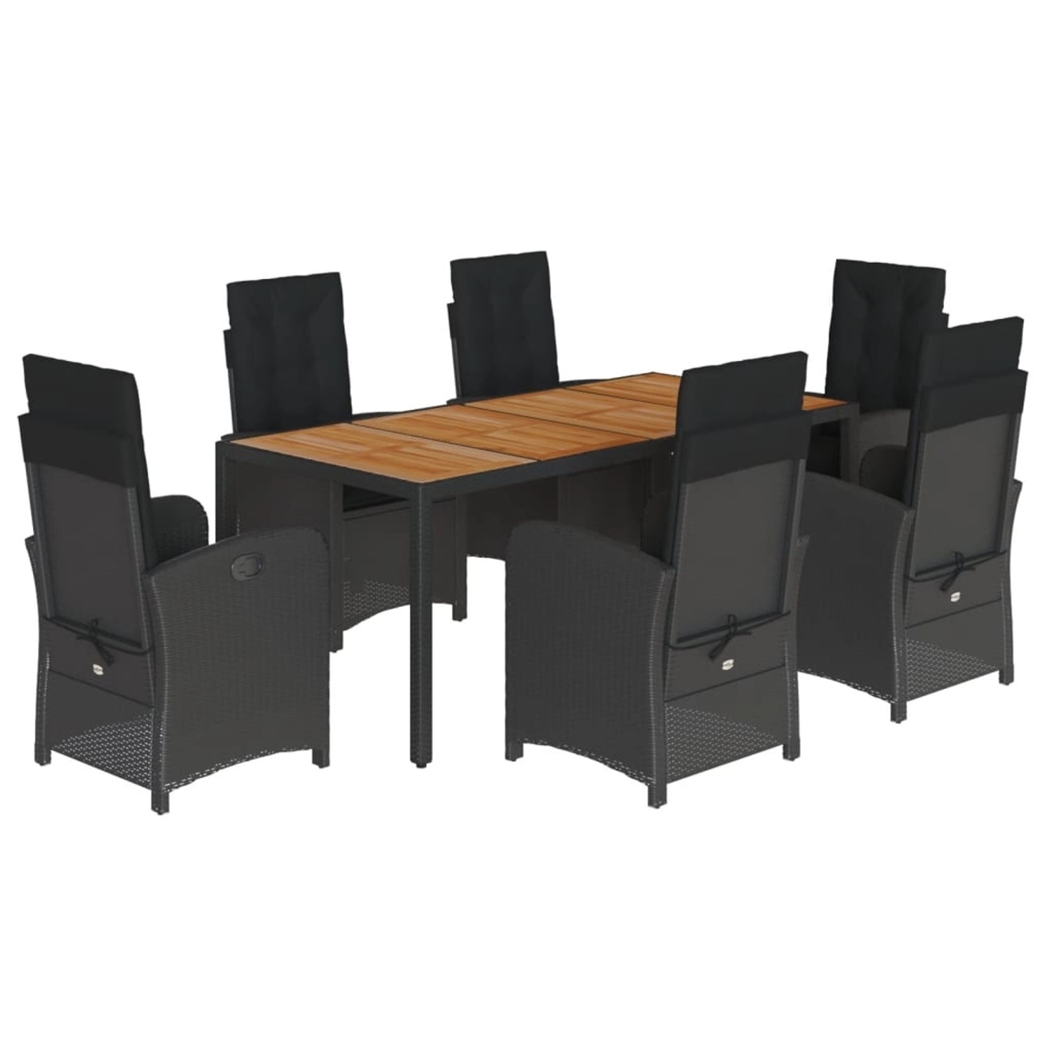 vidaXL 7-Tlg Garten-Essgruppe mit Kissen Schwarz Poly Rattan 3212236 günstig online kaufen