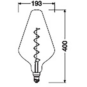 Technische Zeichnung Osram LED-Leuchtmittel E27, Maße: 40 x 19,3 cm (H x Ø)