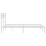 Weißes Metall Bettgestell 140x190 cm mit Kopfteil für Schlafzimmer.