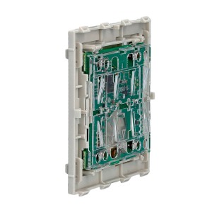 Merten System Design Funk-Taster, 1/2-fach, für Hausautomation. Nahansicht der Elektronik.