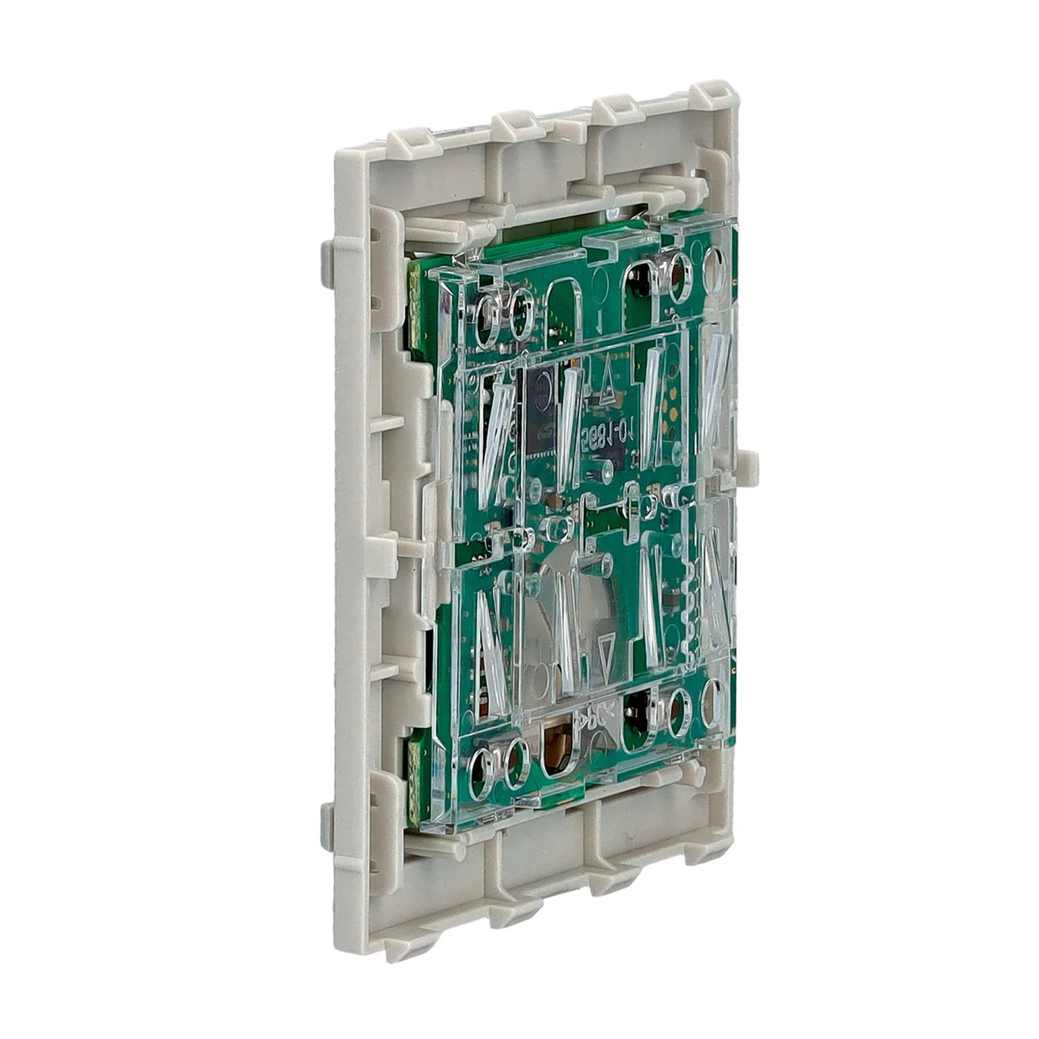 Merten System Design Funk-Taster, 1/2-fach, für Hausautomation. Nahansicht der Elektronik.