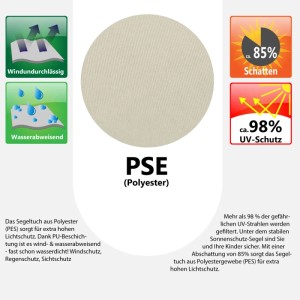 Beiges AMANKA Sonnensegel aus Polyester, wasserabweisend und UV-beständig.
