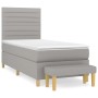 Hellgraues vidaXL Boxspringbett 80x200 cm mit Matratze und Bank.