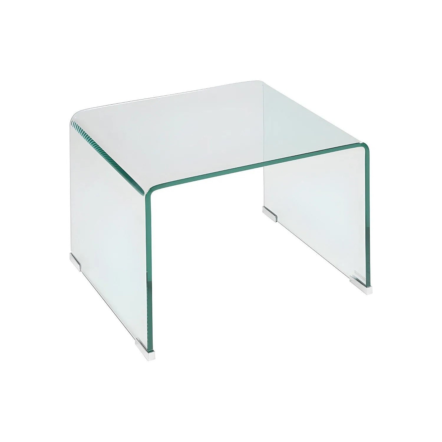 Transparenter Glas-Nachttisch Suzana, 50 cm, mit abgerundeten Kanten und modernem Design.