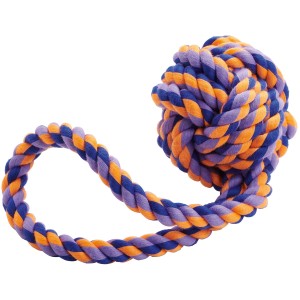 Hunter Hundespielzeug Jena Ball, mehrfarbig, aus Baumwolltau mit Handschlaufe.