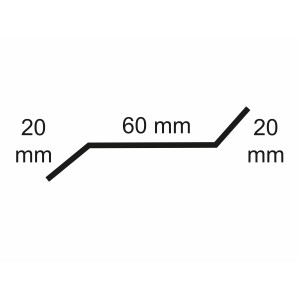 Sarei Z-Profil 45° HG8, Maße 20/60/20 mm, Schemazeichnung.