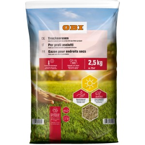 Sack OBI Trockenrasen 2,5 kg: Rasensamen für trockene Standorte und sonnige Lagen.