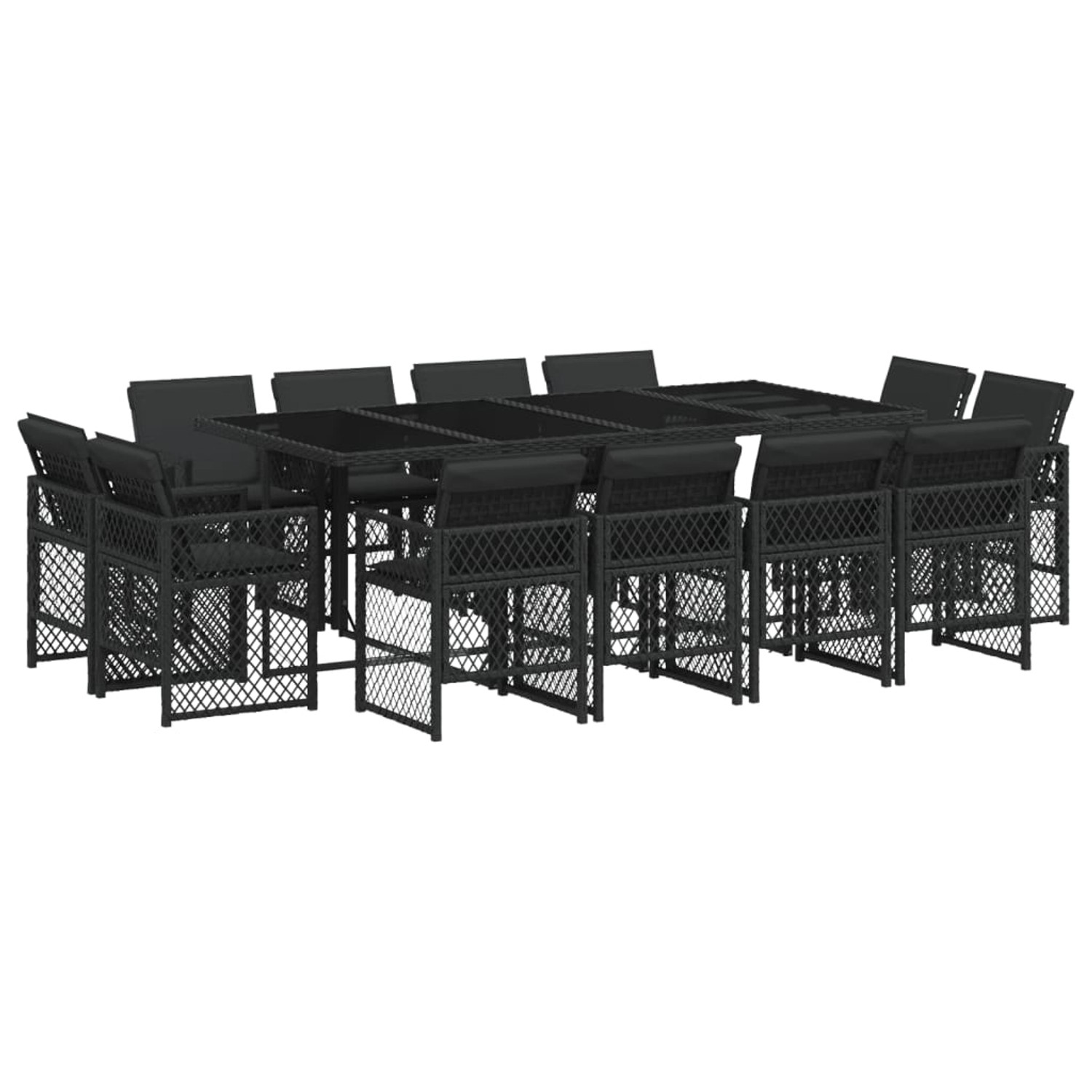 vidaXL 13-Tlg Garten-Essgruppe mit Kissen Schwarz Poly Rattan 3210859 günstig online kaufen