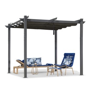 Purple Leaf Pergola 300 cm X 300 cm Pavillon mit Schiebedach Aluminium Wasserdicht
