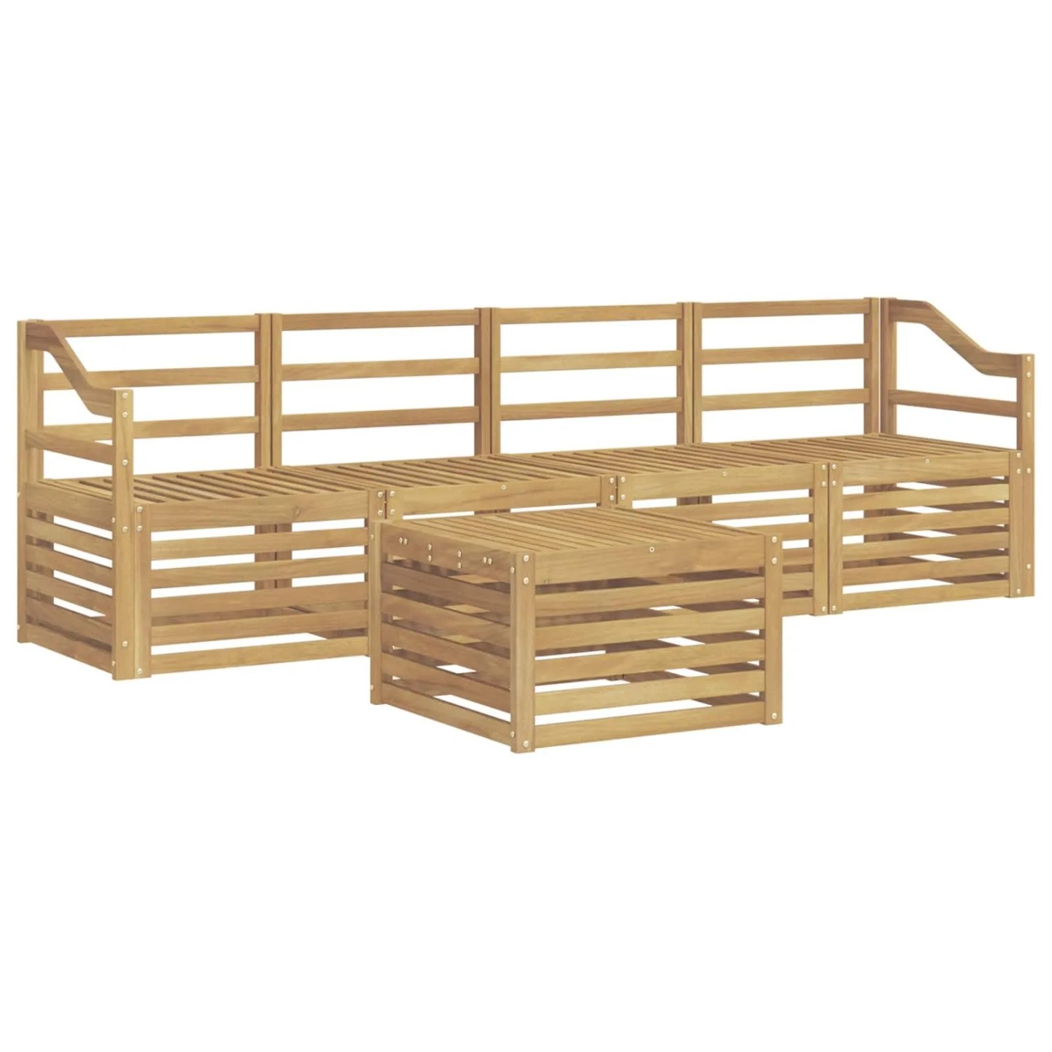 vidaXL Outdoor-Sofagarnitur 5-Tlg Weiß Massivholz Akazie 3391369