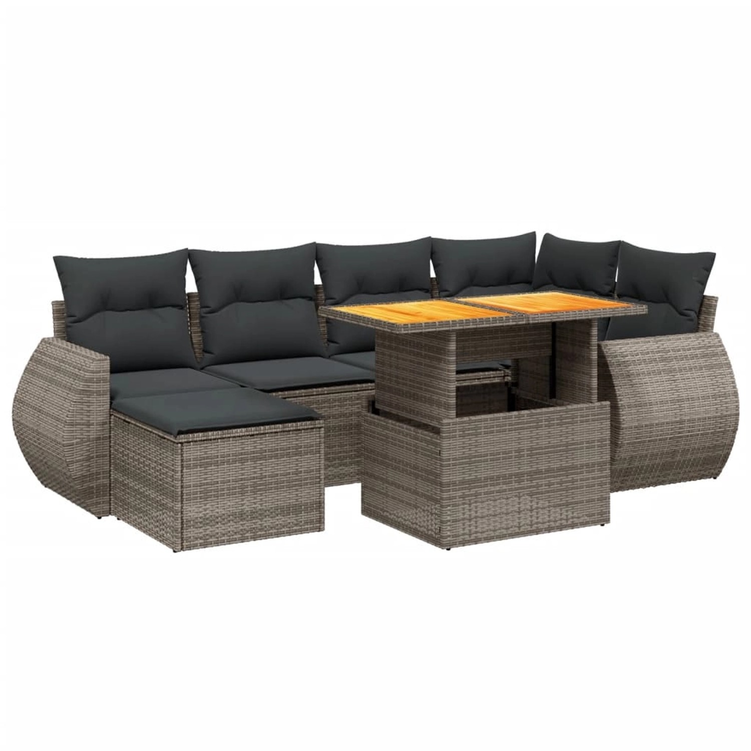 vidaXL 7-Tlg Garten-Sofagarnitur mit Kissen Grau Poly Rattan 3275818 günstig online kaufen