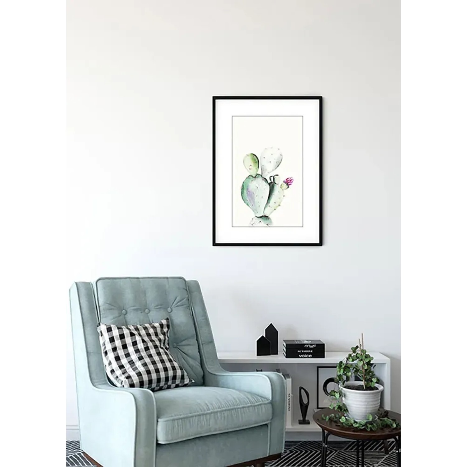 Komar Wandbild Prickly Pear (30x40 cm) mit Kaktusmotiv im schwarzen Rahmen.