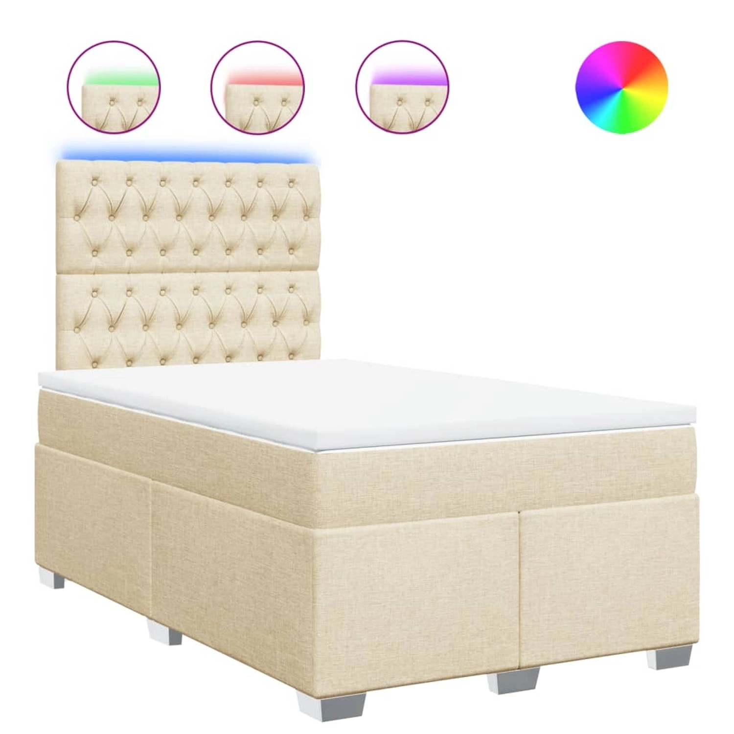 vidaXL Boxspringbett mit Matratze Creme 120x200 cm Stoff 3292767 günstig online kaufen