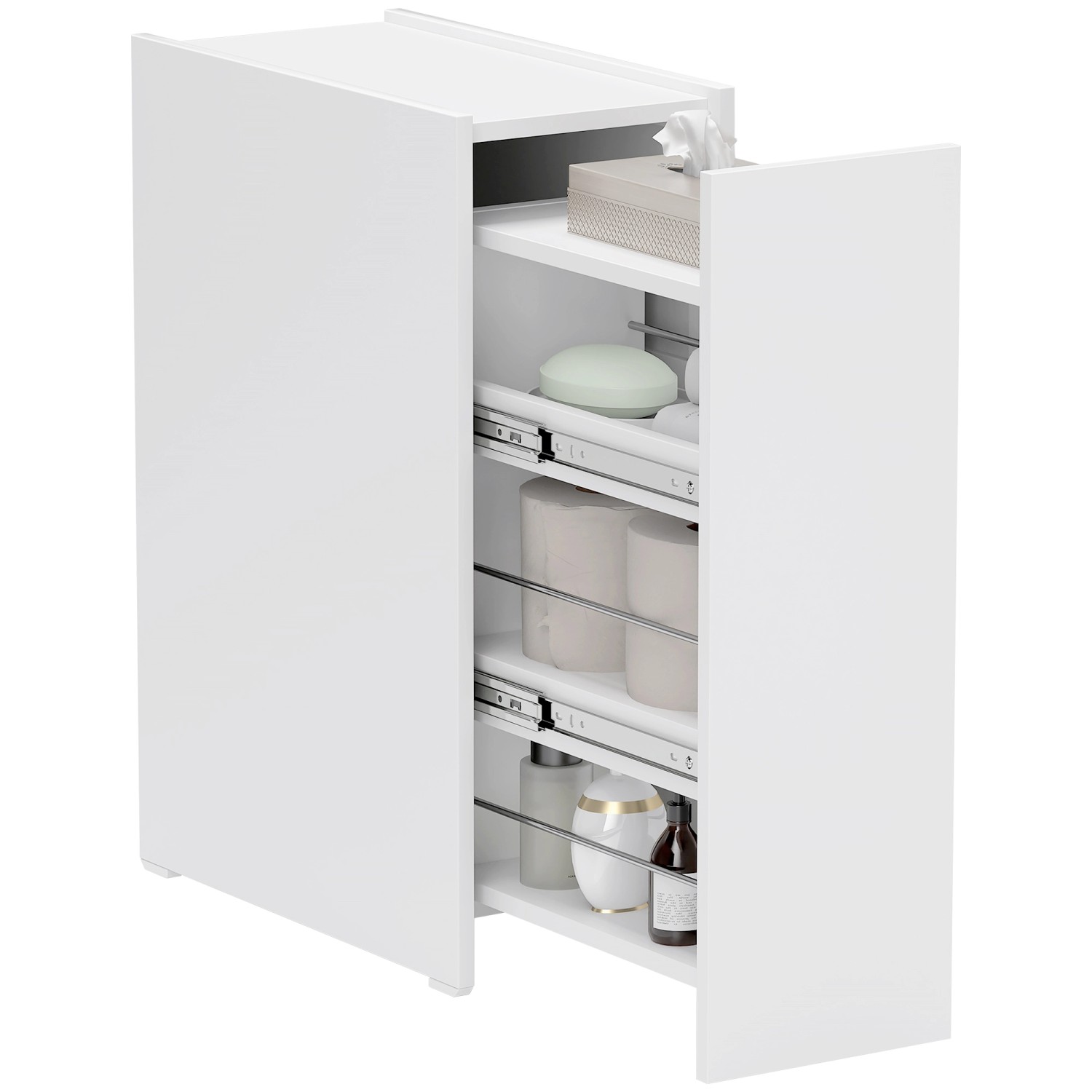 HOMCOM Badezimmerschrank Spanplatte Weiß 47L x 25B x 66,5H cm günstig online kaufen