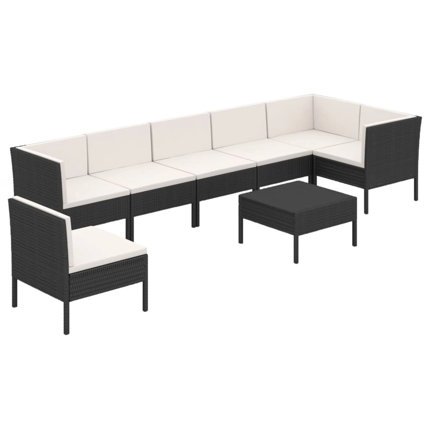 vidaXL 8-tlg Garten-Lounge-Set mit Auflagen Poly Rattan Schwarz Modell 35