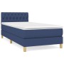 Blaues Boxspringbett 80x200 cm mit Matratze und Stoffbezug.