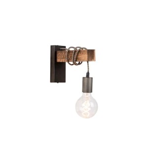 Industrielle Wandleuchte Gallow von QAZQA: Schwarz, Holz, mit Glühbirne. Ideal als Lampe & Leuchte.