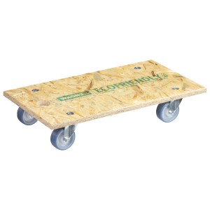 Wagner Transporthilfe mit OSB-Platte, 250 kg Tragkraft, 575x300 mm, vier Rollen.
